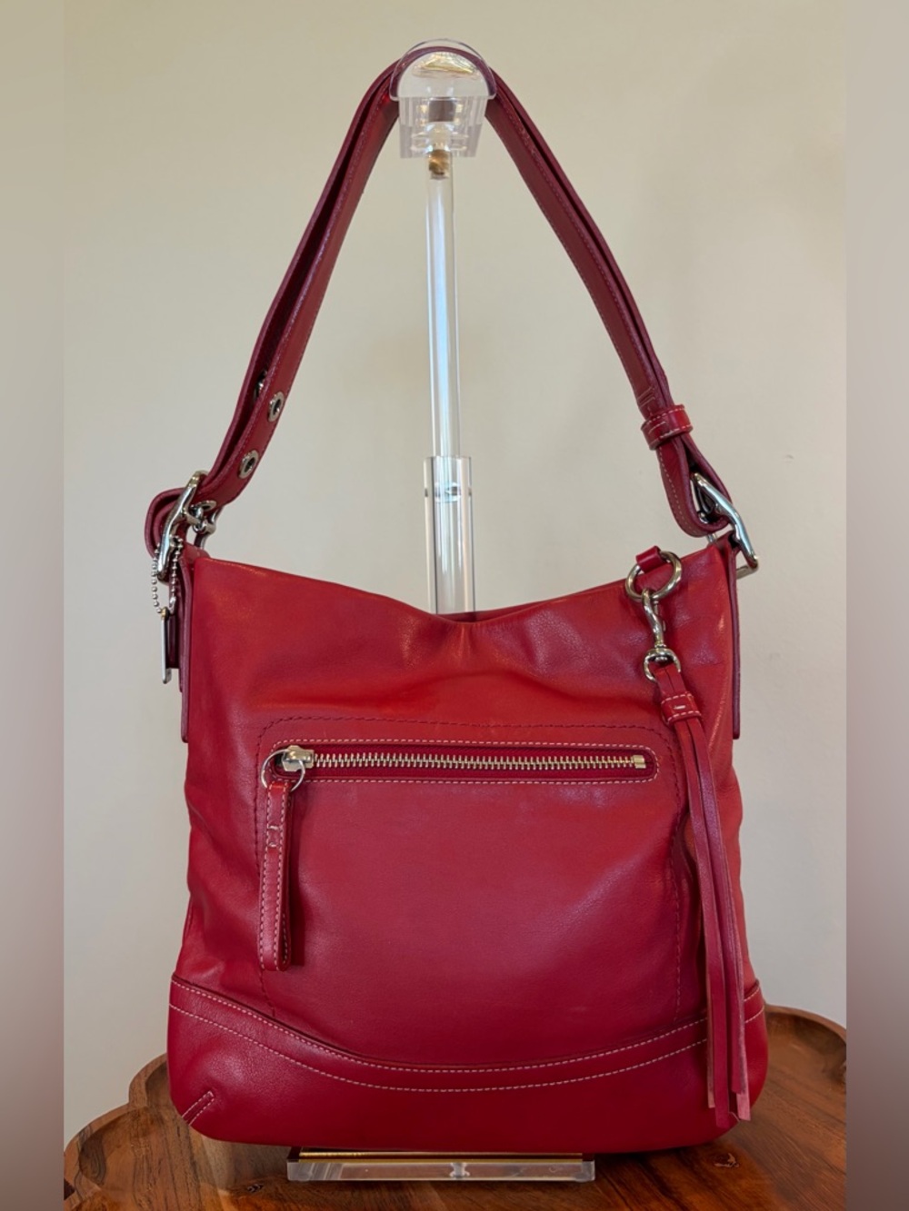 Vintage COACH Legacy Red Leather Shoulder Made in Turkey 1415 EUC